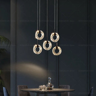 Hoffman - Modern Gold Glass Hanging Round Cluster Chandelier - 12 Heads Spiral / D40CM - Chandeliers - Hominator