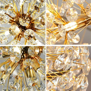 Orhan - Glass Dandelion Gold Frame Round Clear Crystal Ceiling Light Chandelier