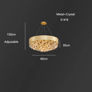 Rosie - Minimalist Design Round Hanging Gold Tiered Glass Ceiling Light Chandelier