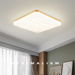 Sijiu - Modern Thin White Milk Shade Wooden And Acrylic Ceiling Light