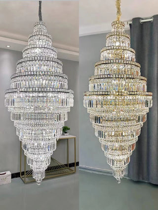 Stratos - Tiered Crystal Glass & Bead Chrome Chandelier