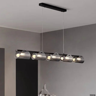 Rilee - Modern Grey Patterned Glass Ceiling Chandelier