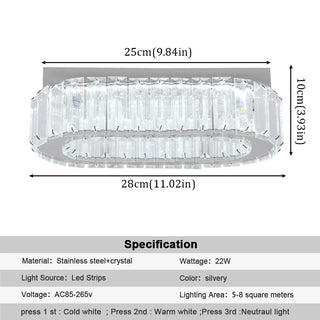 Tabrizi - Crystal Oval Chrome Glass Hanging Ceiling Light Chandelier