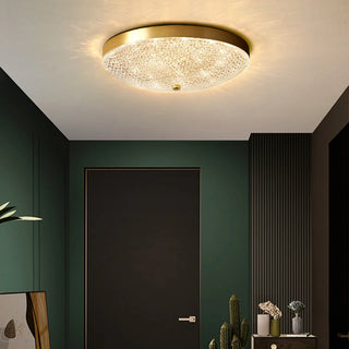 Zeila - Modern Round Gold Crystal Flush Mount Ceiling Light