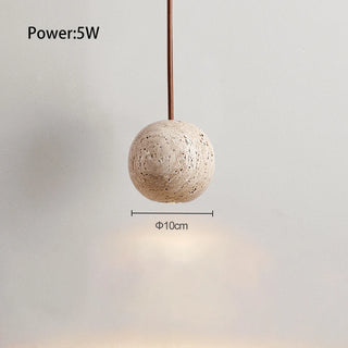 Cadiz - Modern Round Stone Shade Brown Cord Hanging LED Ceiling Light