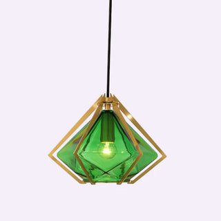 Mabon - Geometric Caged Coloured Diamond Glass Pendant Ceiling Light