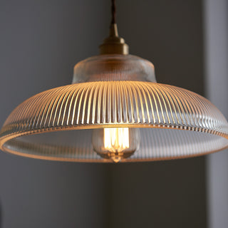Freya - American Vintage Stripe Patterned Glass Round Pendant Ceiling Light