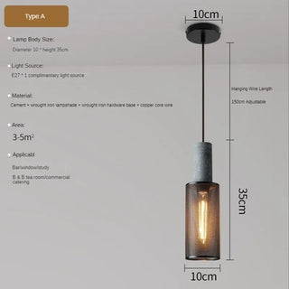 Pola - Industrial Modern Round Mesh Caged Hanging Cement Pendant Ceiling Light