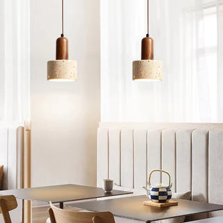 Navarre - Japanese Minimalist Walnut Brown Marble Hanging Pendant Ceiling Light