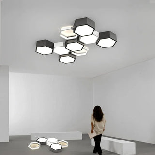 Dushanbe - Minimalist Honeycomb Black & White Combination Ceiling Light