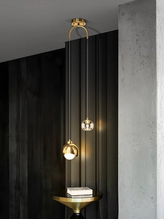 Nima - Half Moon Shade Double Head Crystal Pendant Hanging Ceiling Light