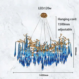 Mour - Tree Branch Hanging Multi Teardrop Chandelier