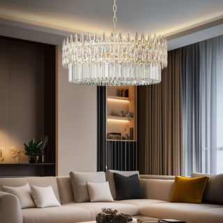 Bonita - Modern Statement Sharp Glass Tiered Crystal LED Chandelier