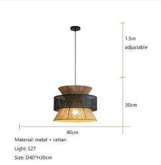 Ghizo - Vintage Wabi Sabi Handmade Hemp Rope  Led Rattan Pendant Light