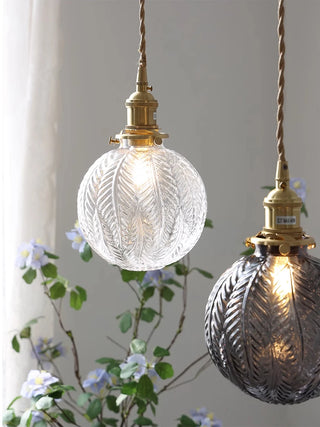 Grenaa - Round Patterned Coloured Glass Pendant Ceiling Light