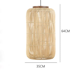 Nora - Retro Rattan Squashed Round Ceiling Light