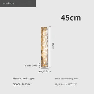 Quentin - Modern Crystal Patterned Glass Gold LED Wall Light