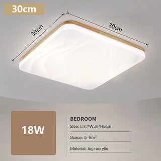 Sijiu - Modern Thin White Milk Shade Wooden And Acrylic Ceiling Light