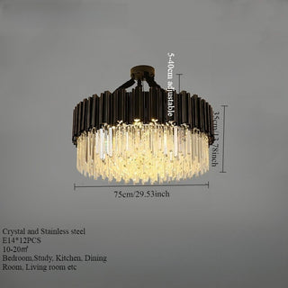 Armena - Modern Black Glass Hanging Ceiling Chandelier
