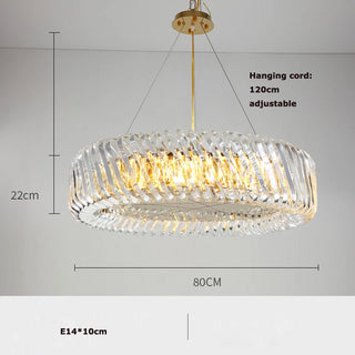 Oreal - Modern LED Round Patterned Glass Oval Hanging Chandelier