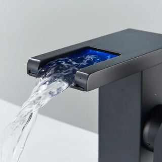 Nicoll - LED Waterfall Matte Black Bathroom Hot and Cold Water Mixer Taps Sink Faucet