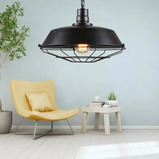 Hermitage - Vintage Rustic Hanging Round Caged Pendant Ceiling Light