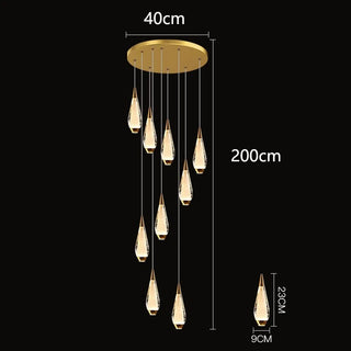 Jude - Modern Teardrop Gold Ceiling Chandelier