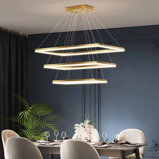 Adele - Tiered Hanging LED Rectangle Modern Chandelier