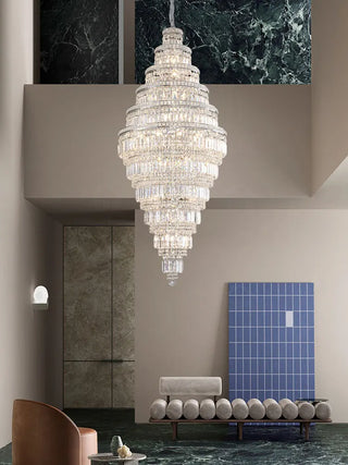 Stratos - Tiered Crystal Glass & Bead Chrome Chandelier