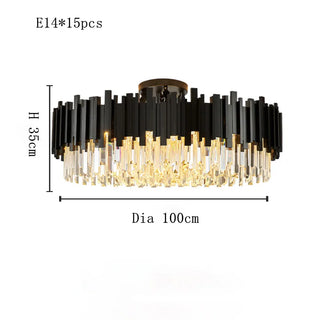 Armena - Modern Black Glass Hanging Ceiling Chandelier