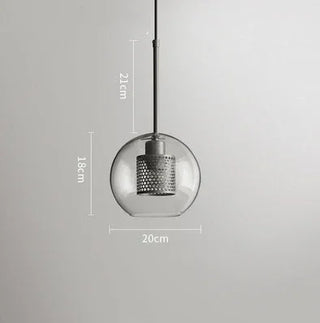 Hesselberg - Round Glass Metal Mesh Caged Bulb Hanging Pendant Ceiling Light