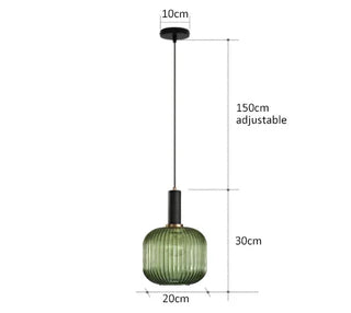 Kiara - Green Patterned Glass Hanging Pendant Ceiling Light