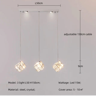 Celeste - Modern Statement Multi Head Chrome Square Crystal Spiral Chandelier