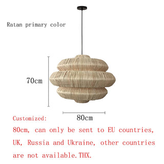 Lisette - 3 Tiers Adjustable Height Hanging Light with Rattan Shade & Midnight Black Fixture