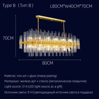 Swan - Glass Crystal Tubes Round Gold Ceiling Chandelier