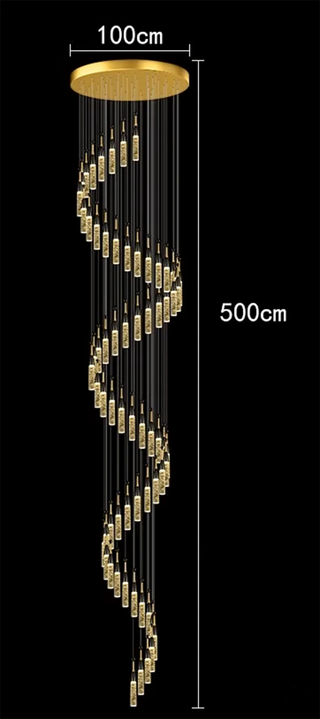 Aaron - Modern Hanging Black & Gold Teardrop Tube Sparkle Chandelier