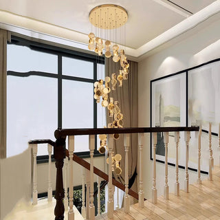 Thiago - Round Crystal Gold Hanging Ceiling Chandelier