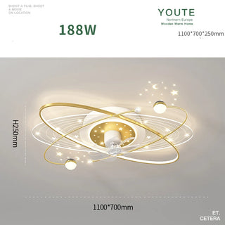 Isfara - New Nordic Stars Sky Ceiling Fan Light Modern Shaking Head Fan Lamp