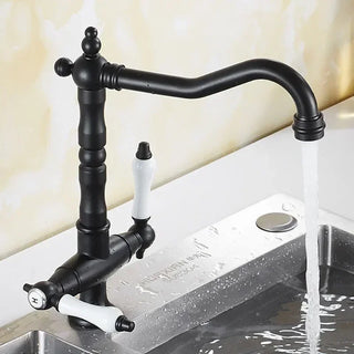 Kain - Dual Handle Antique Brass Kitchen Tap