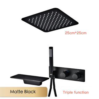 Calantha - Ceiling Mounted Brass Shower Set with Waterfall Head