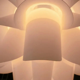 Safa - Linear White Hanging Round Lotus Ceiling Light