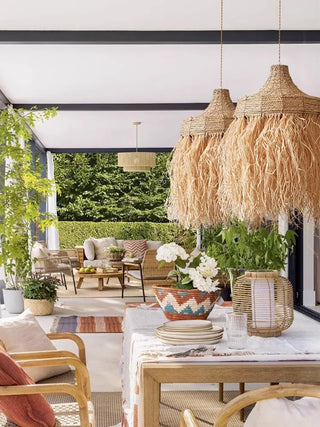 Joselin - Natural Grass Wicker Handmade Round Pendant Ceiling Light