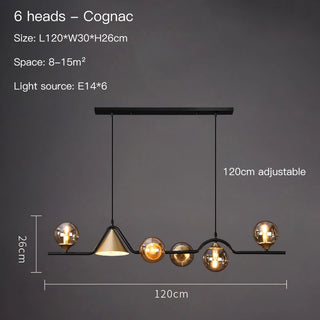 Ryland - Modern Long Bar Multi Head Black Hanging Ceiling Light Chandelier