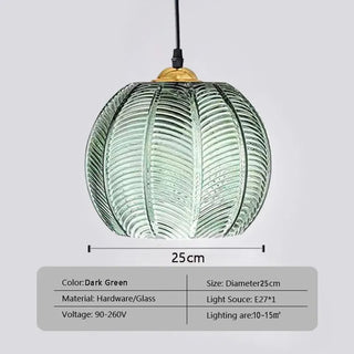 Rubik - Glass Leaf Pattern Round Coloured Shade Hanging Pendant Ceiling Light