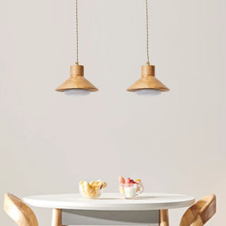 Oran - Wood Cone Adjustable Cord Pendant Ceiling Light