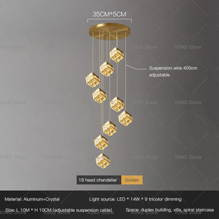 Sylvester - Crystal Square Box Gold Ceiling Chandelier