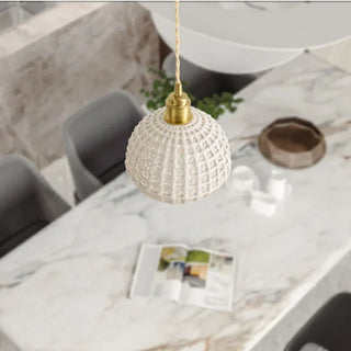 Olga - Modern White Patch Shade Pendant Hanging Round Ceiling Light