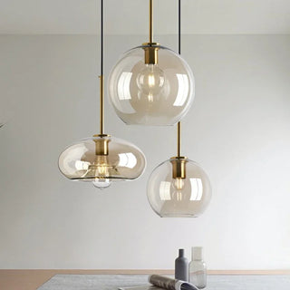 Millie Cognac - Transparent Glass Bubble Led Pendant Lights