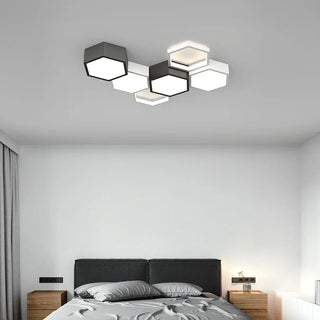 Dushanbe - Minimalist Honeycomb Black & White Combination Ceiling Light