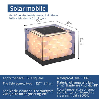 Sibyl - Solar Waterproof Cubed Weave LED Outdoor Post Lights